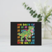 100 dagen van 5e klas T rex dinosaurus school Briefkaart (Staand voorkant)