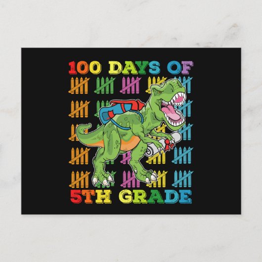 100 dagen van 5e klas T rex dinosaurus school Briefkaart (Voorkant)