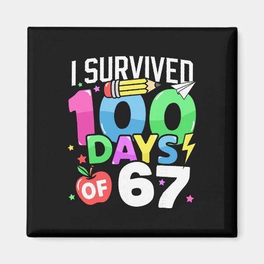 100 dagen van 67 100ste schooldag kinderen leraar magneet (Voorkant)