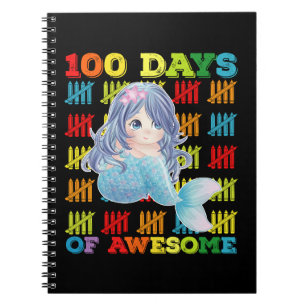 100 dagen van Awesome Mermaid 100ste dag van schoo Notitieboek
