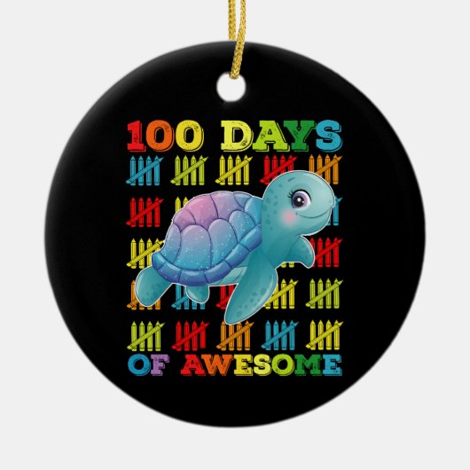 100 dagen van Awesome Turtle 100ste dag van school Keramisch Ornament (Voorkant)