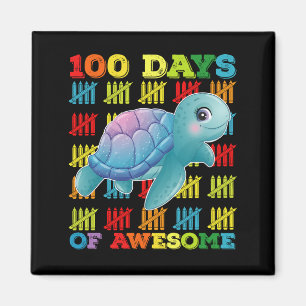 100 dagen van Awesome Turtle 100ste dag van school Magneet