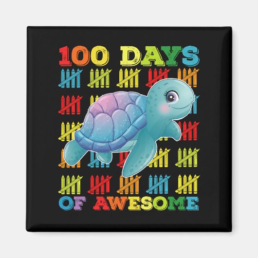 100 dagen van Awesome Turtle 100ste dag van school Magneet (Voorkant)