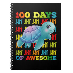 100 dagen van Awesome Turtle 100ste dag van school Notitieboek