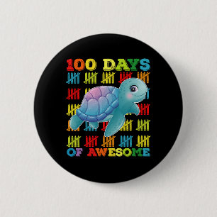 100 dagen van Awesome Turtle 100ste dag van school Ronde Button 5,7 Cm