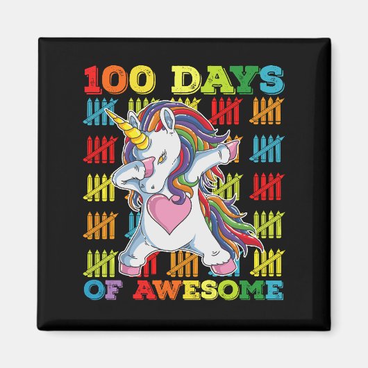 100 dagen van Awesome Unicorn 100ste dag van schoo Magneet (Voorkant)