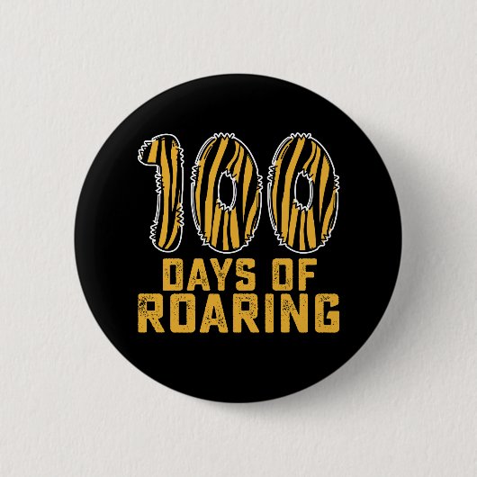 100 dagen van brullende tijger grappige 100e dag s ronde button 5,7 cm (Voorkant)
