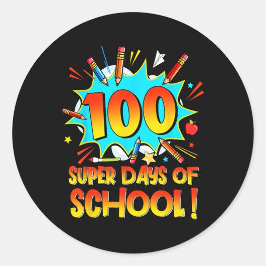 100 dagen van de 100e schooldag superieur ronde sticker (Voorkant)