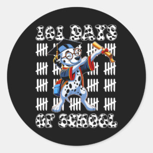 100 dagen van de Dalmatische hond van de school 10 Ronde Sticker