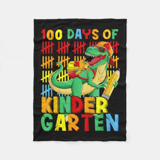 100 Dagen van de Dinosaurus van de kleuterschool 1 Fleece Deken (Voorkant)