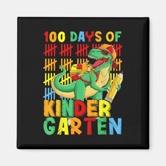 100 Dagen van de Dinosaurus van de kleuterschool 1 Magneet (Voorkant)