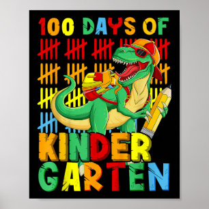 100 Dagen van de Dinosaurus van de kleuterschool 1 Poster