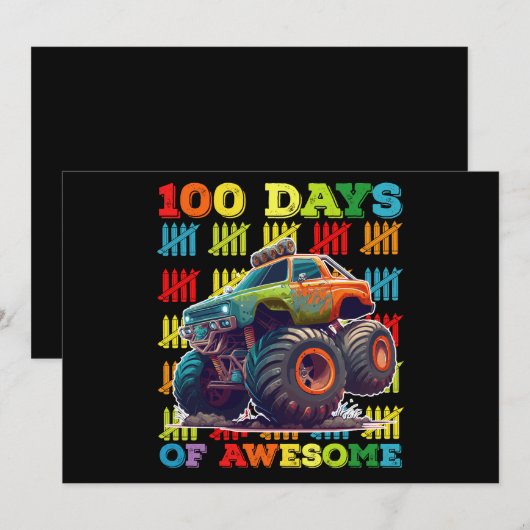 100 dagen van de Geweldige school van de Monstervr Kaart (Voorkant / Achterkant)