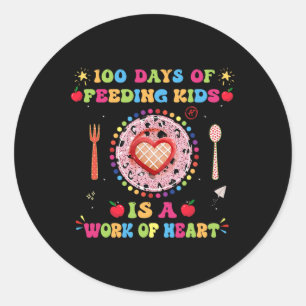 100 dagen van de Lunch Lady voor Lunch Lady Cafet Ronde Sticker