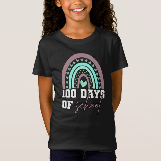 100 dagen van de "School Celebration Cute Rainbow" T-shirt (Voorkant)