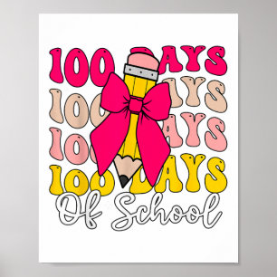 100 dagen van de school Coquette Bow 100ste dag va Poster