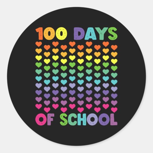 100 dagen van de school en nog steeds liefhebbend, ronde sticker (Voorkant)