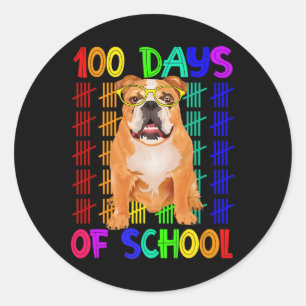 100 dagen van de school Franse Bulldog dragen Gles Ronde Sticker