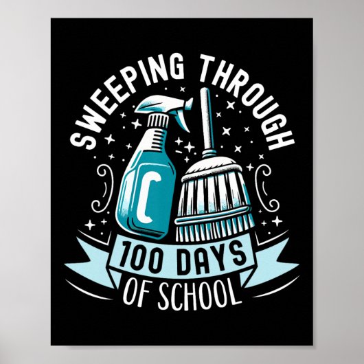 100 dagen van de School Grappige School Bewaarder  Poster (Voorkant)
