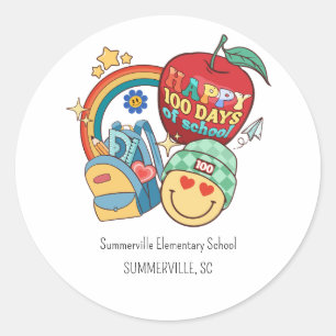 100 dagen van de school Honderd dagen 100e Groovy Ronde Sticker