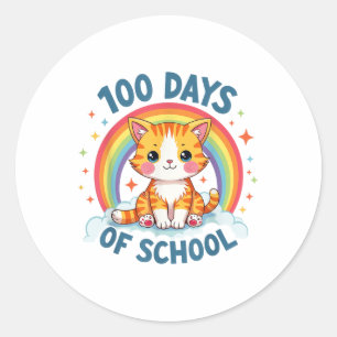 100 dagen van de school kat meisjes leraar 100ste  ronde sticker