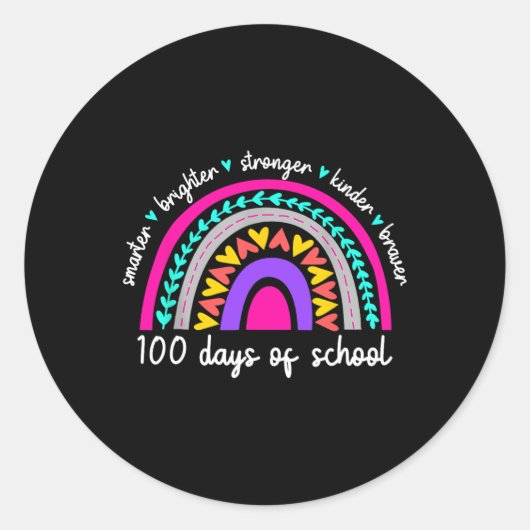 100 Dagen van de School Leraar Team Groei Mindset Ronde Sticker (Voorkant)