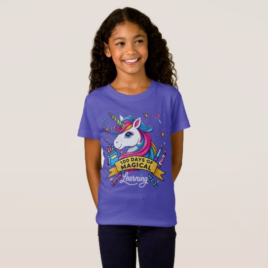 100 dagen van de School Magisch Leren Schattigee E T-shirt (Voorkant volledig)
