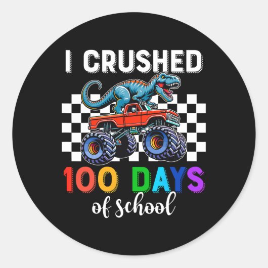 100 dagen van de School Monster Truck 100e dagen D Ronde Sticker (Voorkant)