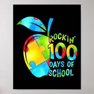 100 dagen van de School Puzzel Apple Autisme Bewus Poster