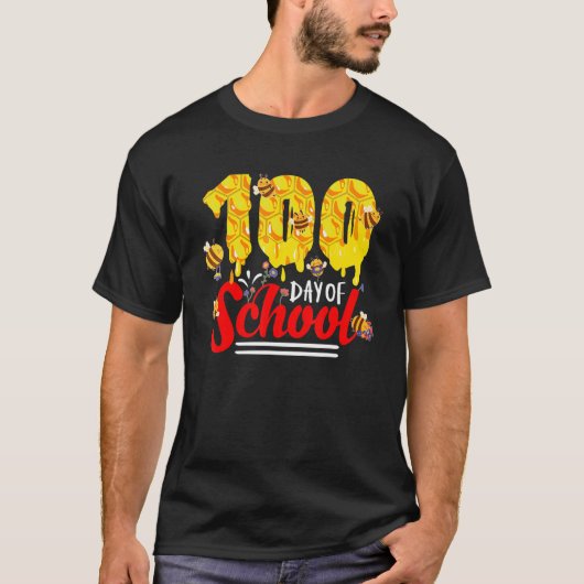 100 dagen van de schoolgroep Cute bees Funny Teach T-shirt (Voorkant)
