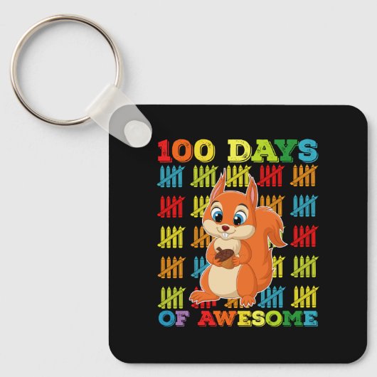 100 dagen van Geweldige eekhoorn 100ste dag van de Sleutelhanger (Voorkant)