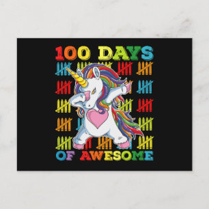 100 dagen van Geweldige eenhoorn 100ste schooldag Briefkaart