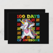 100 dagen van Geweldige eenhoorn 100ste schooldag Briefkaart (Voorkant / Achterkant)