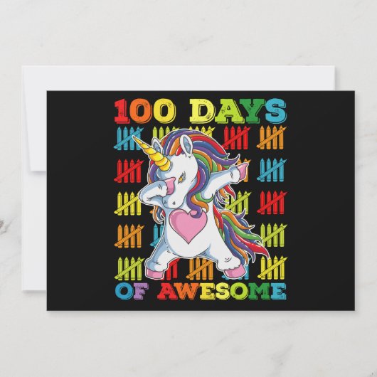 100 dagen van Geweldige eenhoorn 100ste schooldag Kaart (Voorkant)