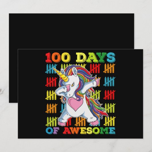 100 dagen van Geweldige eenhoorn 100ste schooldag Kaart (Voorkant / Achterkant)
