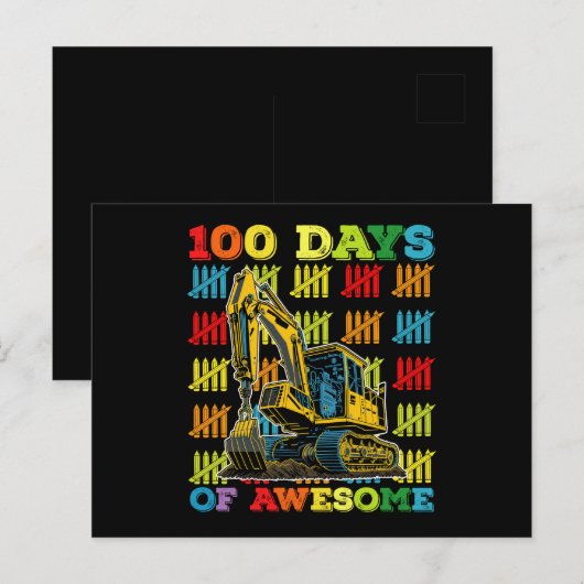 100 dagen van Geweldige graafmachine 100ste dag va Briefkaart (Voorkant / Achterkant)