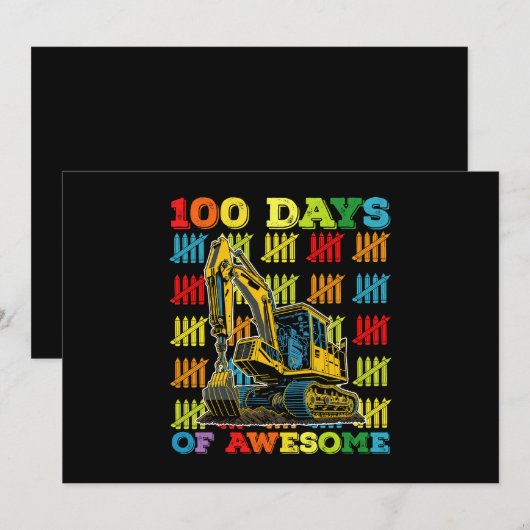 100 dagen van Geweldige graafmachine 100ste dag va Kaart (Voorkant / Achterkant)