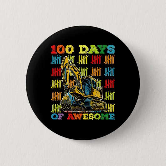 100 dagen van geweldige graafmachine 100ste school ronde button 5,7 cm (Voorkant)