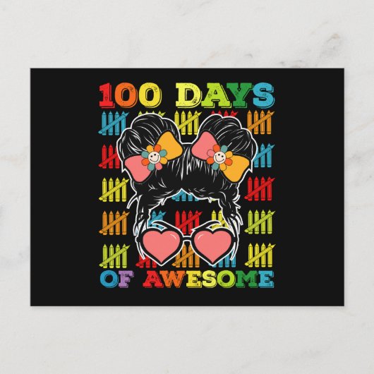 100 dagen van Geweldige rommelige Bun 100ste dag v Briefkaart (Voorkant)
