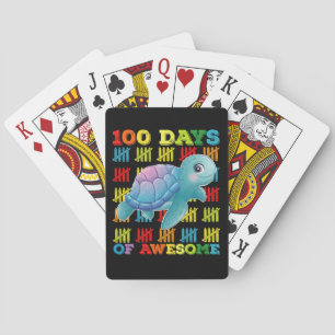 100 dagen van Geweldige schildpad 100ste dag van d Pokerkaarten