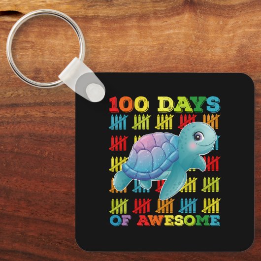 100 dagen van Geweldige schildpad 100ste dag van d Sleutelhanger (Voorkant)