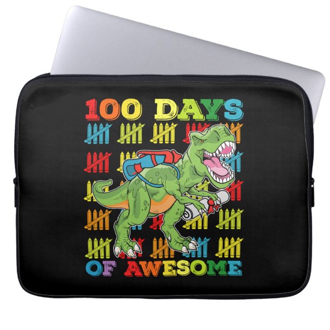 100 dagen van Geweldige T Rex Dinosaurus 100e Scho Laptop Sleeve (Voorkant)