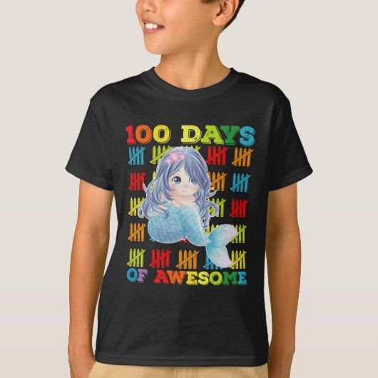 100 dagen van Geweldige zeemeermin 100ste schoolda T-shirt (Voorkant)