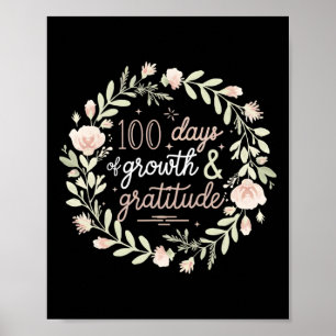 100 dagen van groei en dankbaarheid Boho Floral Te Poster