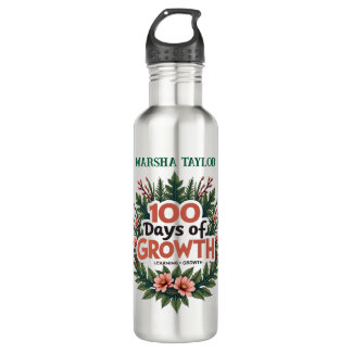 100 dagen van groei: leren en bloeien waterfles 