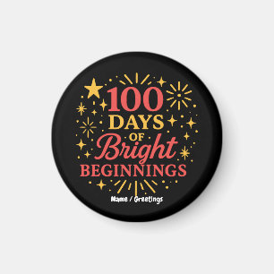 100 dagen van heldere Beginnen Rood Goud Feest Magneet