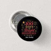 100 dagen van heldere Beginnen Rood Goud Feest Ronde Button 3,2 Cm (Voorkant /achterkant)