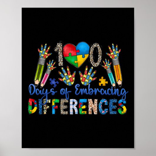 100 dagen van het insluiten van verschillen Autism Poster (Voorkant)