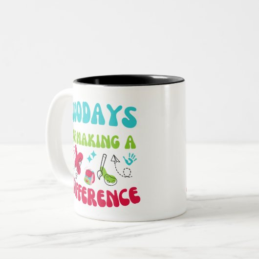 100 dagen van het maken van een verschil grappige  tweekleurige koffiemok (Voorkant links)