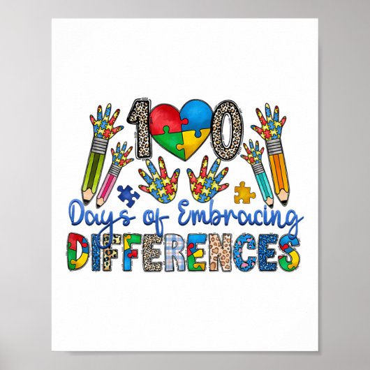 100 dagen van het omarmen van verschillen Autisme Poster (Voorkant)